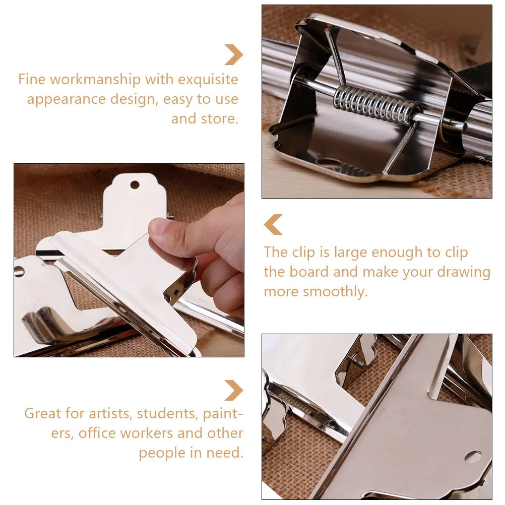 5Pcs 대형 금속 바인더 클립 예술가를위한 매우 강력한 드로잉 보드 클립 학생 사무원 파일 클램프 종이 클램프
