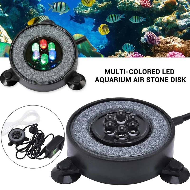 LED Lamp Aquarium Light Aquarium Lamp 1PC Color Changing LED Waterproof Aquarium Light Round Fish Tank Bubbler Decor Lamp Aquarium Fish Tank Pool Led Lights