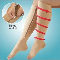 Zipper Compression Socks Men Women Slim Sleeping Beauty Leg Prevent Varicose Veins Socks Open Toe