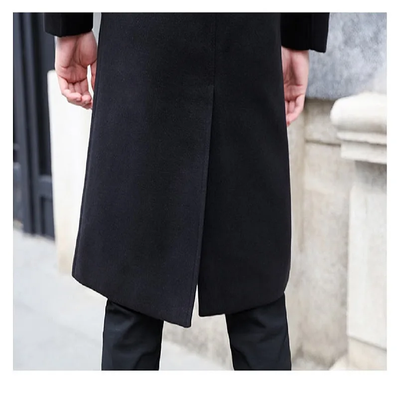 Trench Coat Waterproof Windbreaker Jacket Casual Men Jacket Long Dust Coat Men Winter Woolen Cloth Double Breasted Slim Casual Jackets Business Outwear