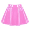 Women's PU Leather Flared Miniskirt Dance A Line Skirt Clubwear Cosplay Costume Pleated Skirt Elastic Waist Retro Style 2