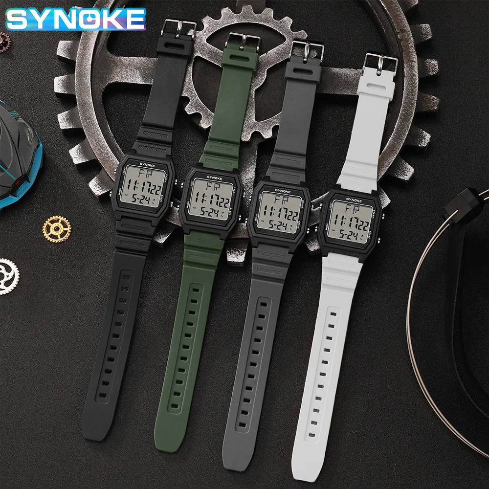 SYNOKE Digital Watches Men Military Sports Luminous Chronograph Waterproof Male Electronic Wrist Watches Square Watch 4
