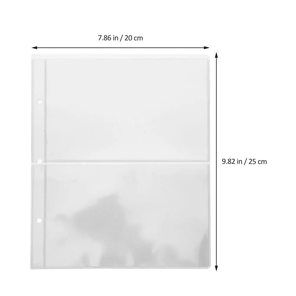 30개 화폐 홀더 페이지 투명 플라스틱 슬리브 유니버설 3홀 지폐 레시피 바인더 사진 앨범 스크랩북 정리함