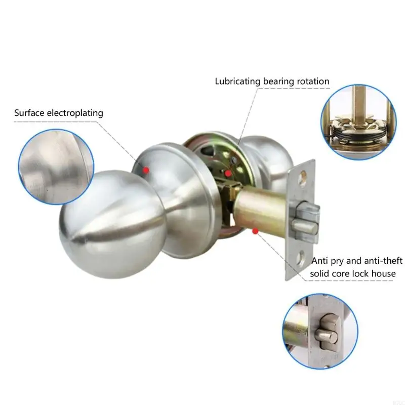 97QC Round Shaped Nonlocking Doorknob Round Door Knobs Knobset Rotation Door Handle for Hallway, Closet Enduring