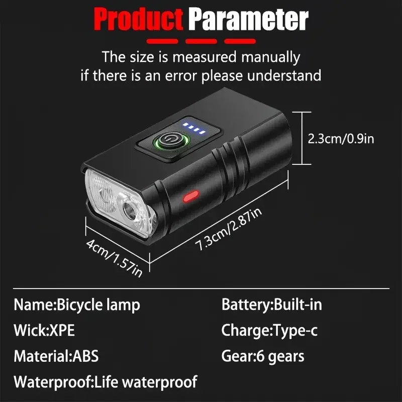 รูปสินค้า ไฟหน้าจักรยาน LED ชาร์จได้ กันน้ำ เบาสบาย