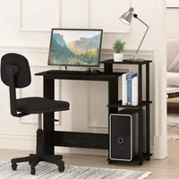 Efficient Home Laptop Notebook Computer Desk with Square Shelves, Espresso/Black 2