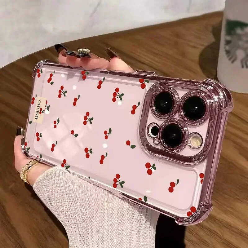Elegant Bow Cherry Plating Shockproof Phone Case