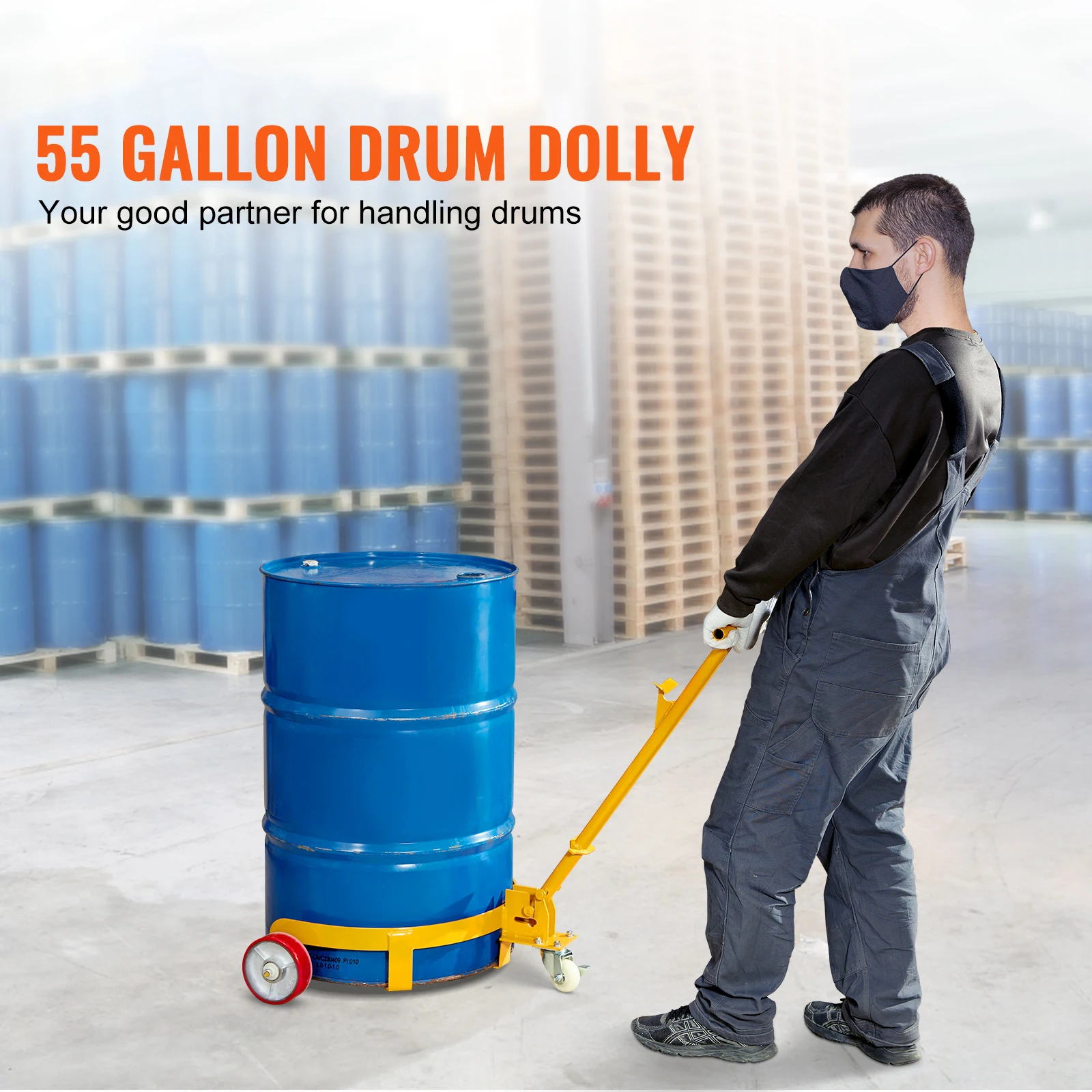 Heavy Duty Steel Drum Trolley with Wheels for Warehouse Use