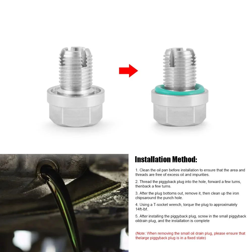 Oversize Piggyback Oil Drain Plug, Stainless Steel Self Tapping Oil Pan Thread Repair Kit