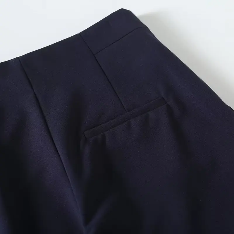 Jenny&Dave Commuting Simple Elegant Casual Bermuda Shorts Women British Ladies Double Breasted High Waist Shorts