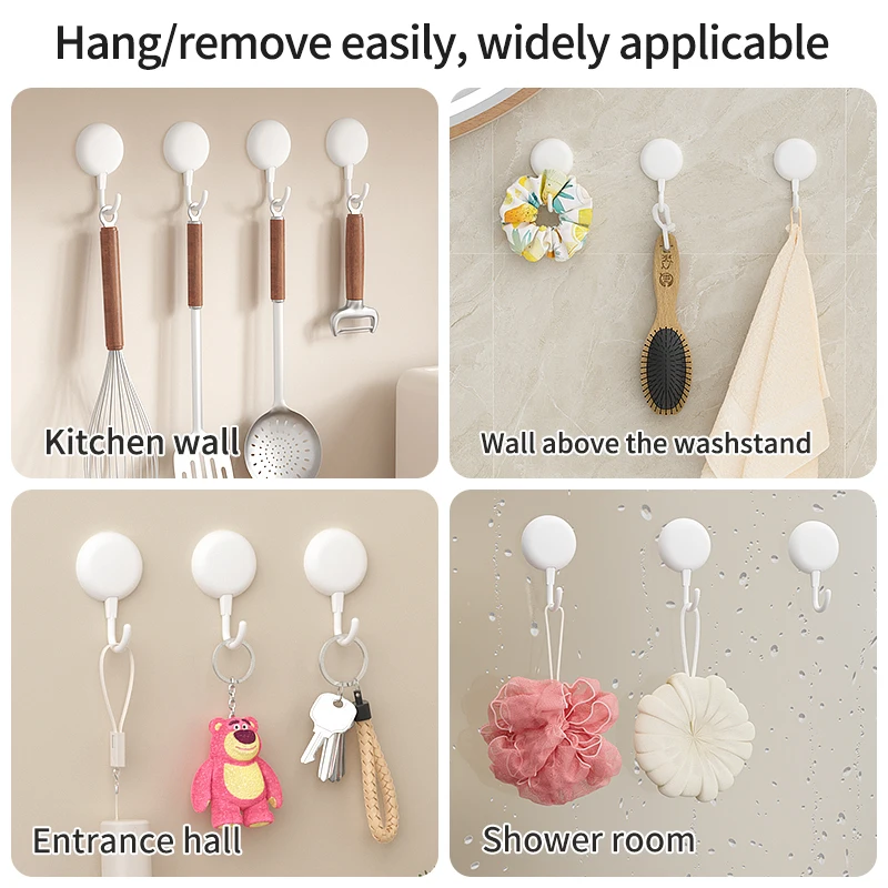 Four-piece traceless adhesive hooks. They are perfect for hanging keys on the doors and walls of kitchens and bathrooms. 6