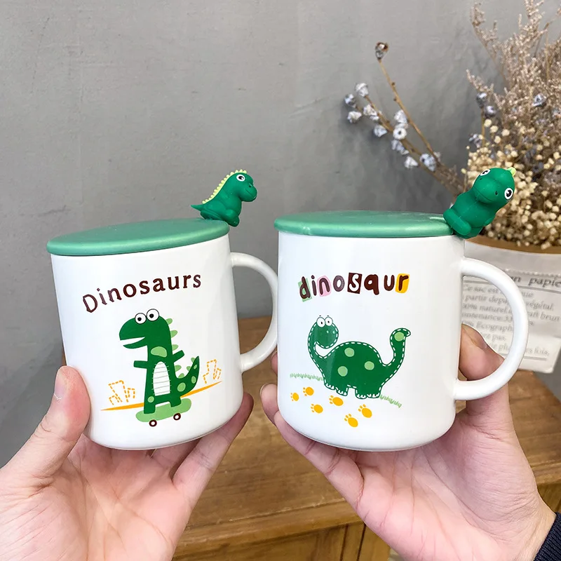 

Lovely 3D dinosaur Mug with spoon lid,Flower Tea Set Coffee Cup,Vintage porcelain mug,Water Milk Coffee Drinkware Gift