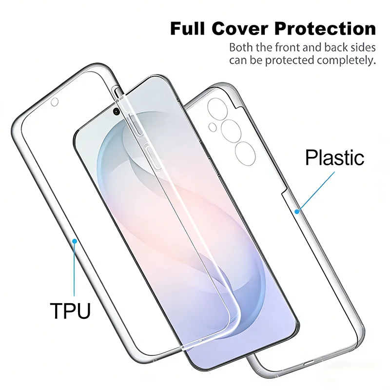 360 Full Shockproof Transparent Hybrid Case - Dual Layer PC+TPU Cover
