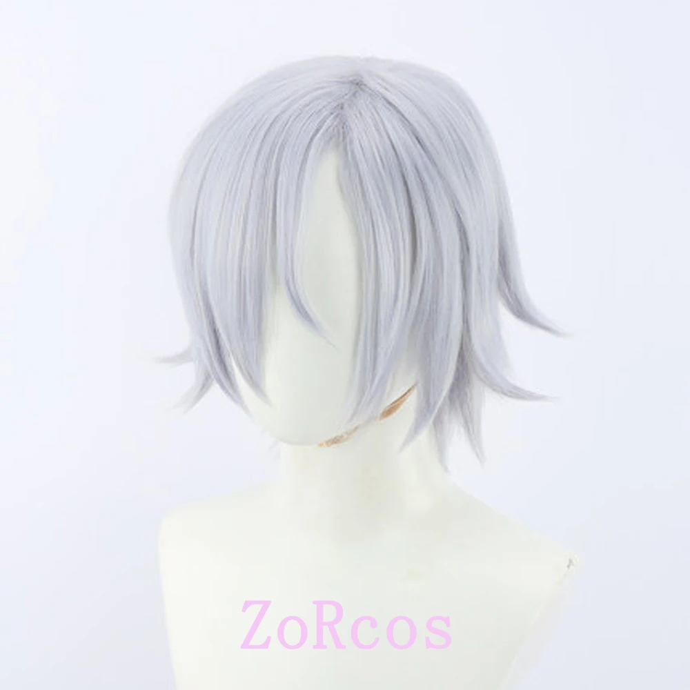 Game Genshin Impact Fire Gun Soldier Cosplay Wig Fire Gun Soldier 30cm Silver Grey Heat Resistant Fiber Hair Hallowe