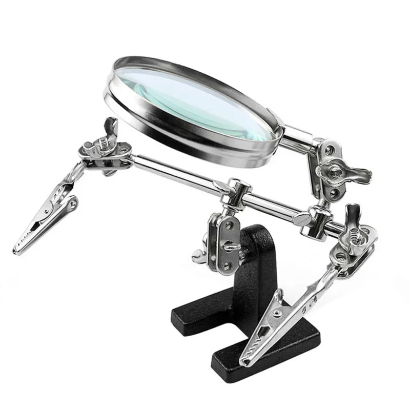 

Welding Magnifying Glass with LED Light 5X Lens Auxiliary Clip Loupe Desktop Magnifier Third Hand Soldering Repair Tool