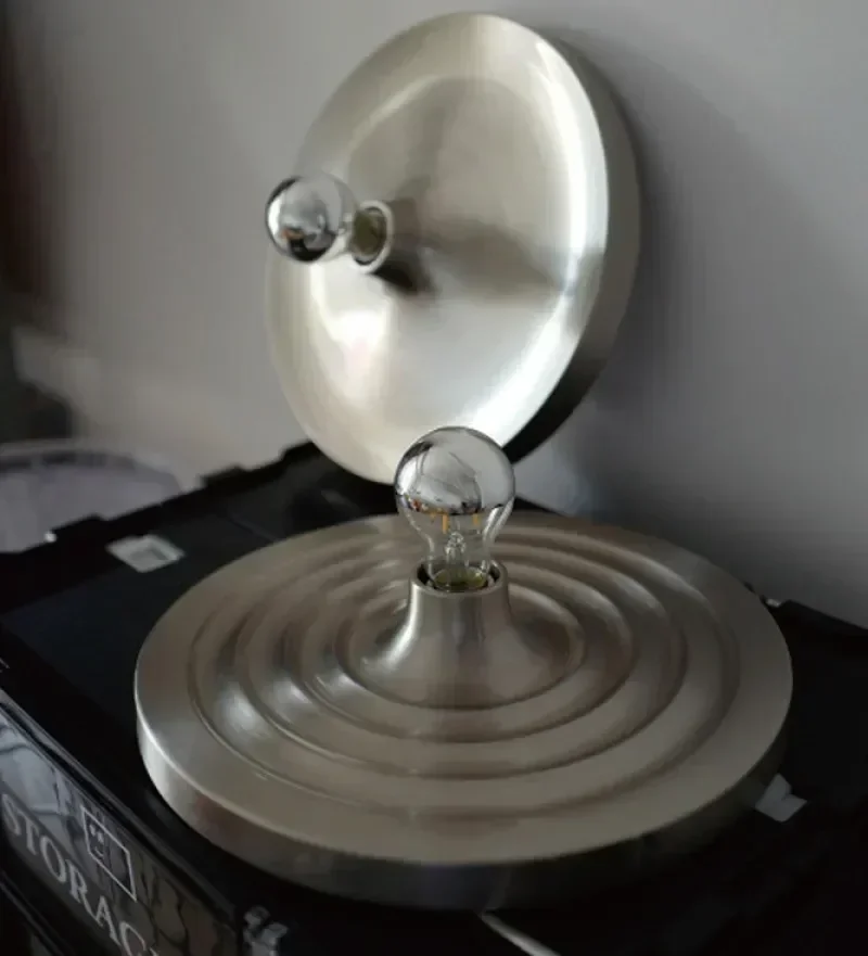 Medieval Bauhaus Wall Lamp LED Metal Silver Ripple UFO Wall Lamp Bedroom, Living Room, Background Wall, Corridor Light
