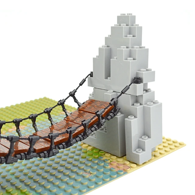 DIY Building Block City Scene Series Suspension Bridge Rockery Cliff Model Bricks Compatible Assembles Particles Toys Set Leduo 4