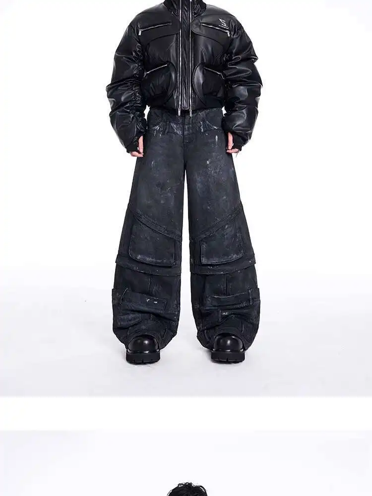 LUZHEN Original Double Zipper Design Thicken Warm Bread Padded Coat Men's 2025 New Solid Color Motorcycles Leather Jacket JY3050