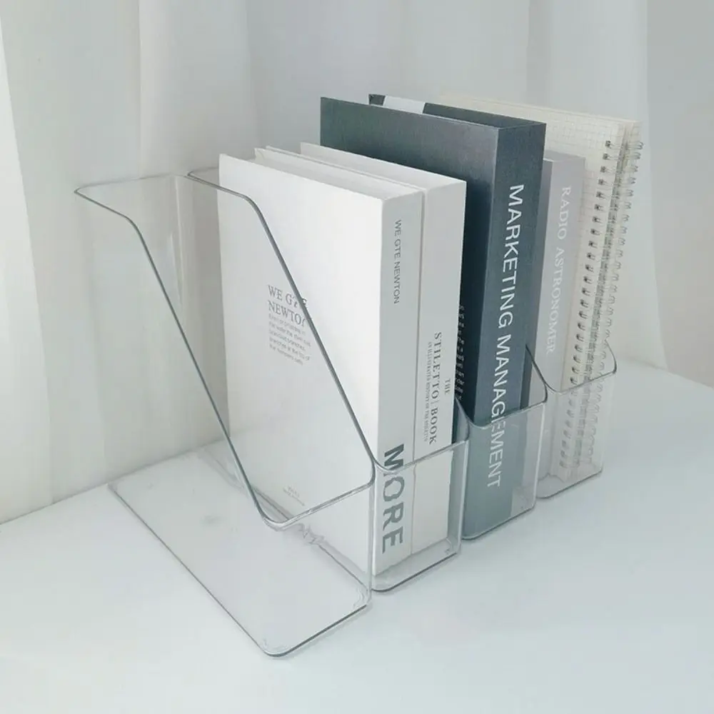 Clear Desk Organizer: Slim Vertical File Folder and Paper Tray Storage Solution