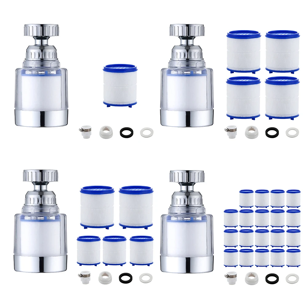 360 Degree Water Filter Tap with PP Cotton Filter Element Tap Descaler Attachment Easy To Install and Replace Suitable for