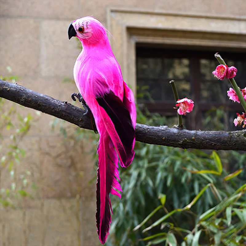 Parrot Garden Props Parrot Ornaments Artificial Feather Bird Decoration Garden Decoration Animal Ornaments 35cm 25cm Handmade Simulation Parrot Creative Feather Lawn Figurine Ornament Animal Bird Garden Bird Prop Decoration Miniature