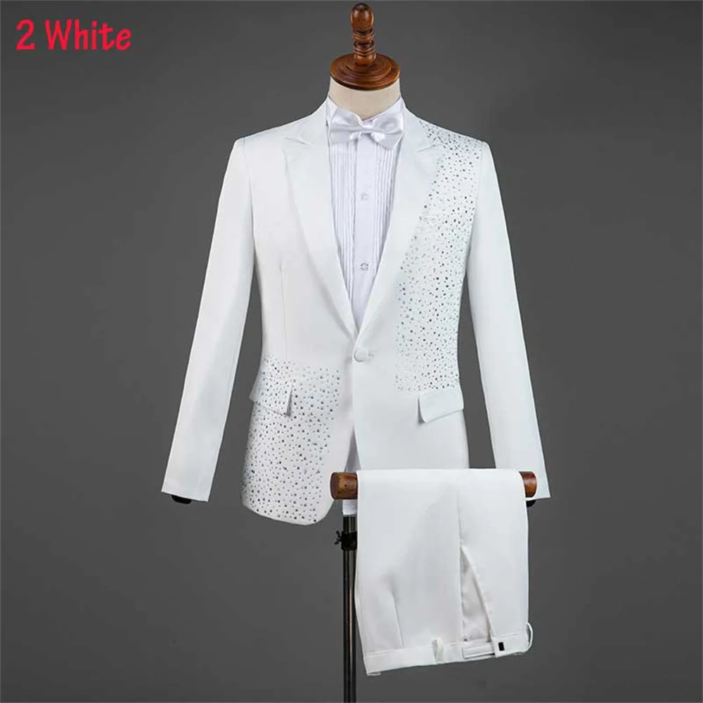 Classic Male Suit 2023 New in Fashion Parkly Crystals Embroidery Suits With Pants Formal Party Business Wedding Suit for Men