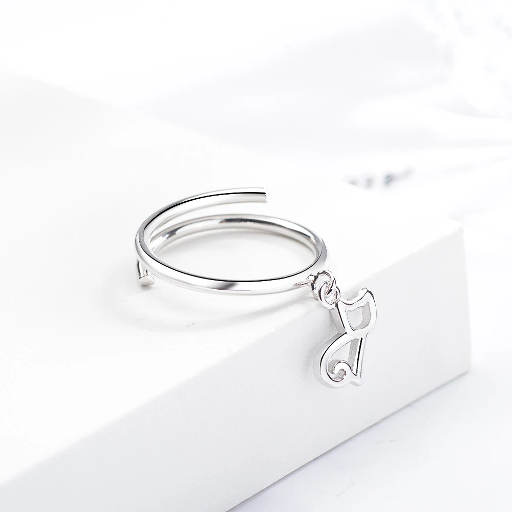 Solid Real Sterling Silver Fine Jewelry Cat Opening Ring - PeticaDeals