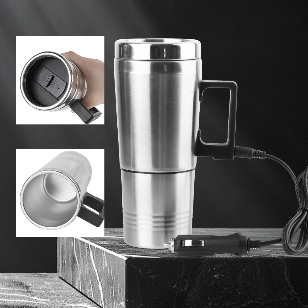 스테인레스 스틸 차량 전기 난방 컵, 캠핑 여행 주전자, 12V, 24V, 300ml