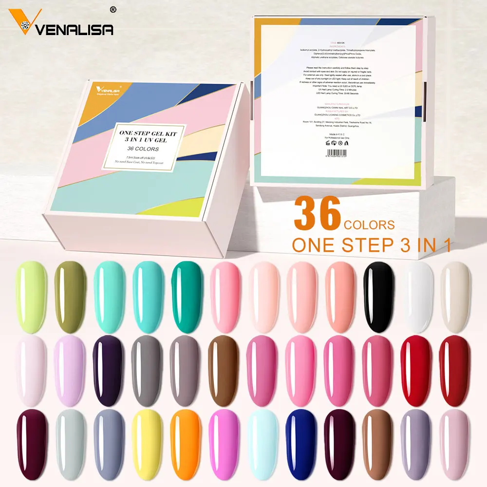 

36Color/kit Venalisa 7.5ml One Step Gel Polish Fast Dry Nail Art Design For Manicure Soak Off UV Gel Enamel Nail Polish Varnish