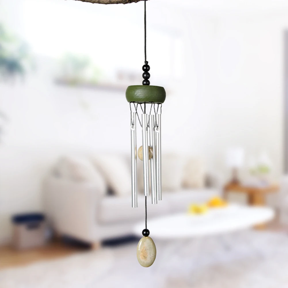 

Metal Tubes Wind Chime Indoor/outdoor Hanging Pendant Home Decor Imitation Bronze Patio Aluminum + Wood Garden