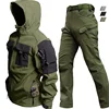 Winter Outdoor Waterproof Suits Men Tactical Windproof Hooded Jacket Fleece Warm Pants Multi-pocket  Thermal Sets Autumn 3