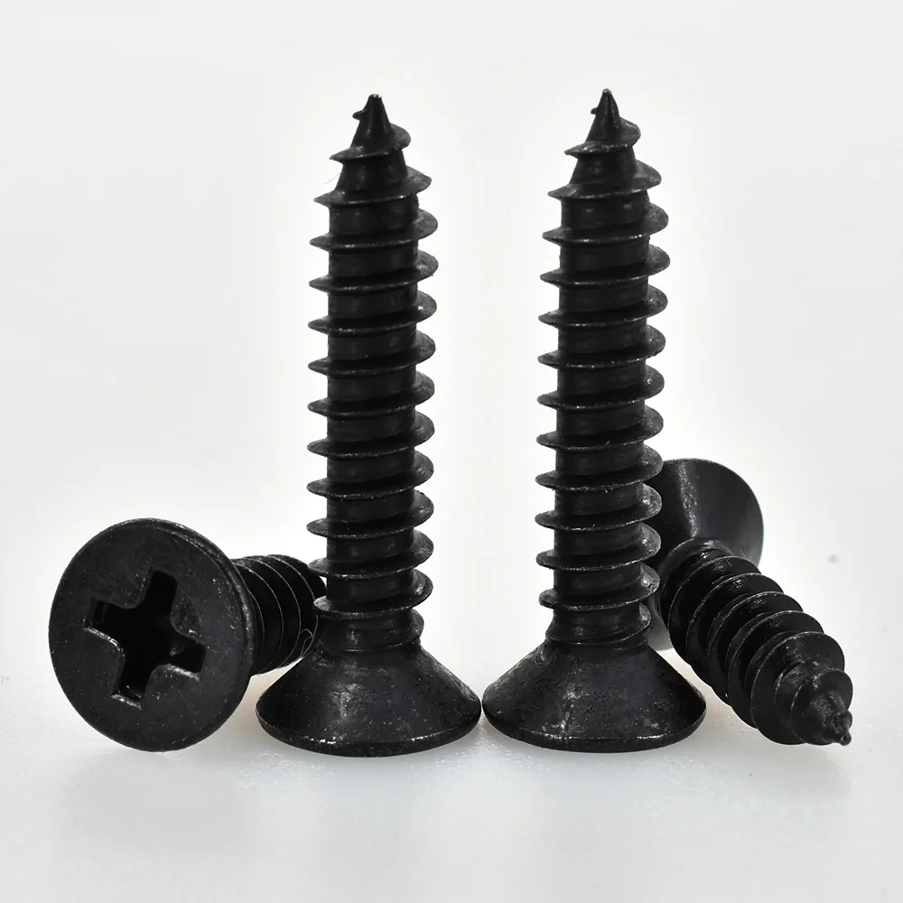 M1 M2 M3 M4 M5 Black Phillips Self Tapping Screw Cross Conuntersunk Flat Head Carbon Steel Electronic Drywall Screws Woodworking self tapping screw