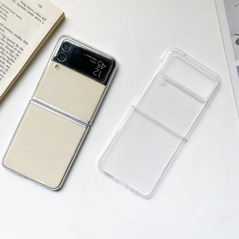 Transparent Hard Folding Back Cover - Clear Bumper Shell for Samsung Galaxy Z Flip Series