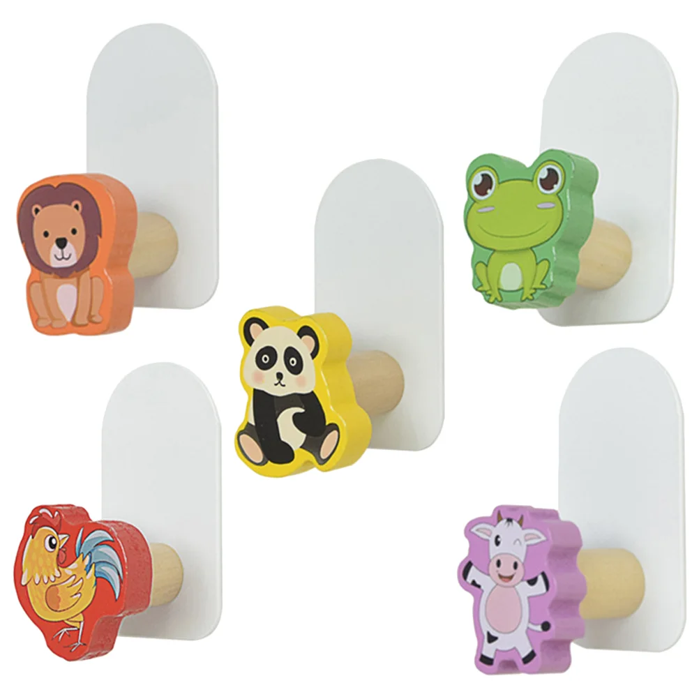

Animals Sticky Hooks Wooden Cartoon Decorative Picture Hangers Wall for Hanging