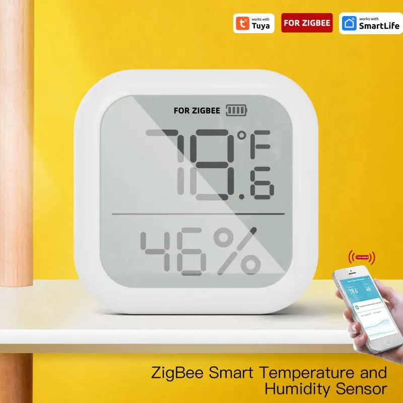 

Умный датчик температуры и влажности Tuya с цифровым ЖК-дисплеем, внутренний гигрометр, термометр, детектор Smart Life