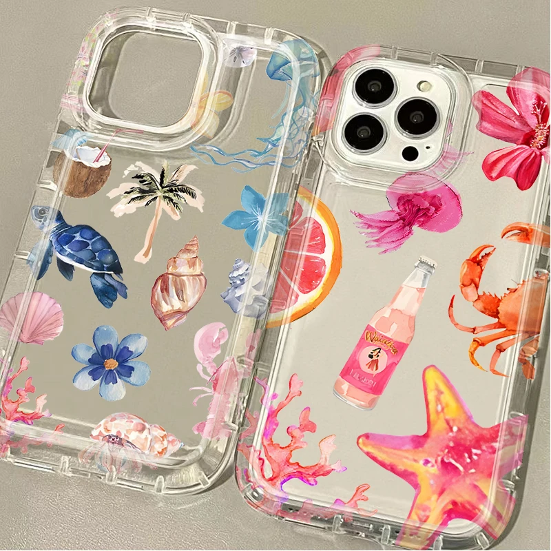 Colorful Marine Organism Silicone Phone Case Cover