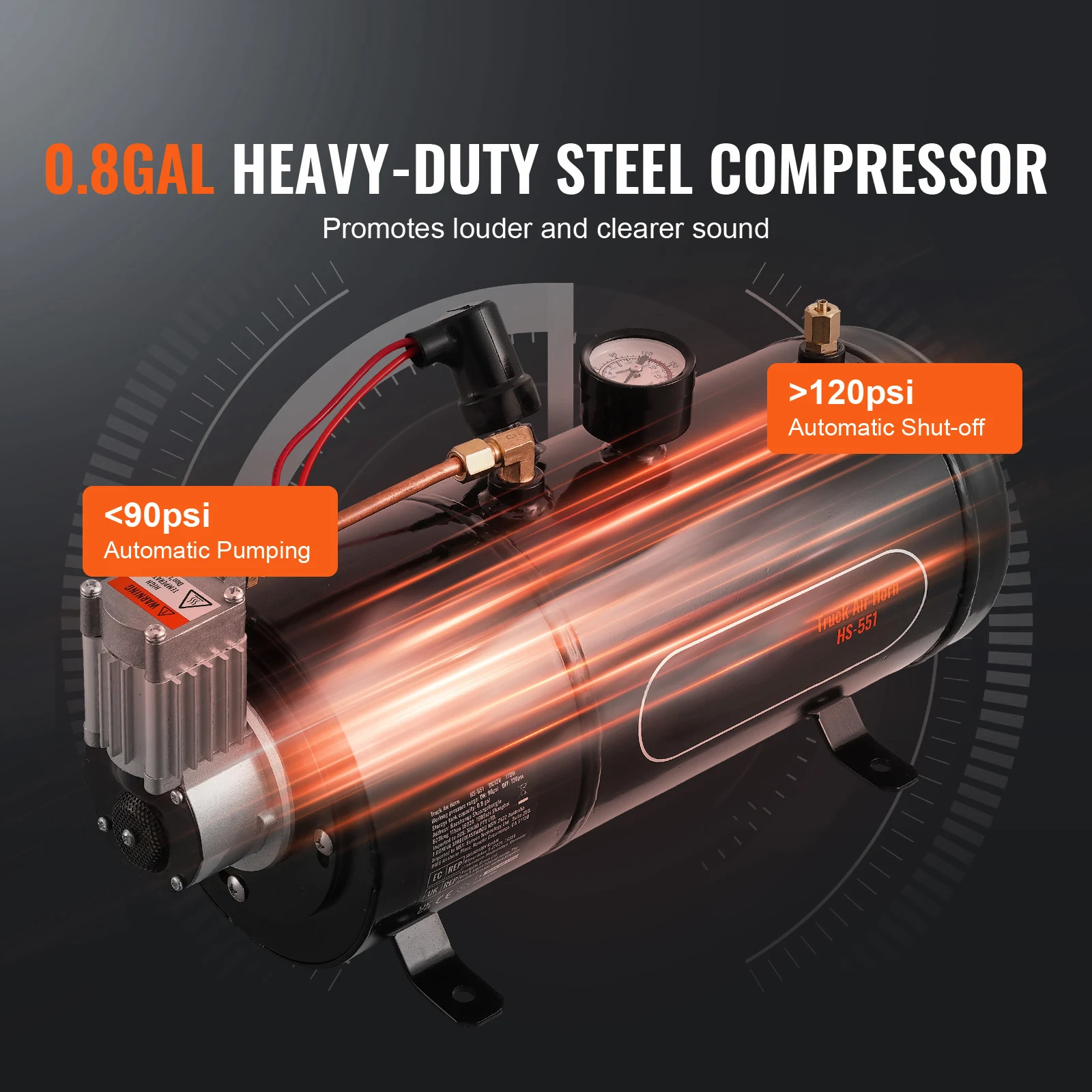 SucceBuy Train Horns Kit, 4 Trumpet Air Horn Kit, 150dB Train Horns for Pickup Trucks 12V 120 psi Air Compressor for Truck Train