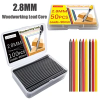 50Pcs/100Pcs Large Capacity 2B Woodworking Lead Core Black Yellow Red 2.8mm Automatic Pencil Lead Deep Hole Marked Lead Core 1