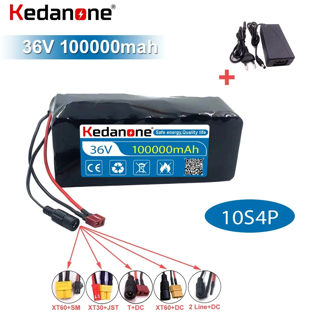 

36V 100Ah battery 21700 10S4P 500W high power batteries Ebike electric bicycle with BMS Protection+Charger