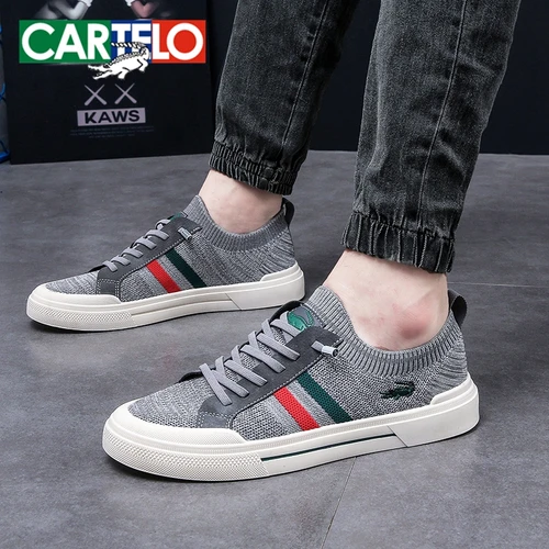CARTELO 남성용 가황 패션 스니커즈, 통기성 편안한 플랫 캐주얼 신발, 스포츠 러닝화, 야외 운동화 5