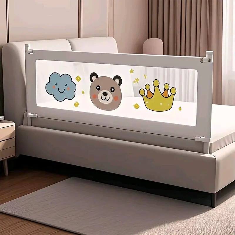 IMBABY Bed Guardrail Portable Baby Safety Bed Barrier Liftable Baby Activity Fence Cartoon Crib Bumpers Easy to Install Bed Rail
