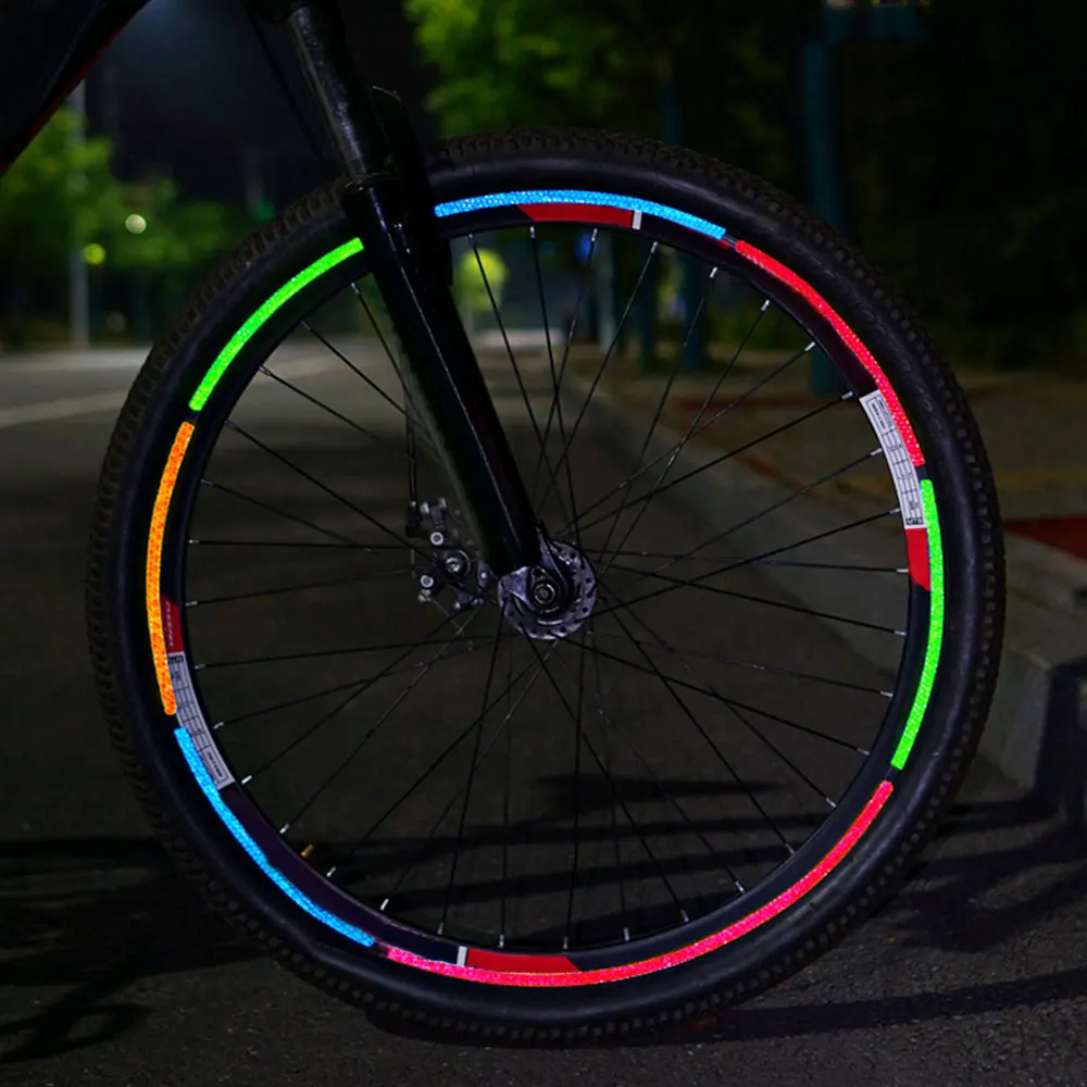 Description Picture 2 of itemBicycle Tire Reflective Sticker Wheel Spokes Tubes Strip Safety Warning Light Reflector Sticker Universal Bike Bicycle Stickers