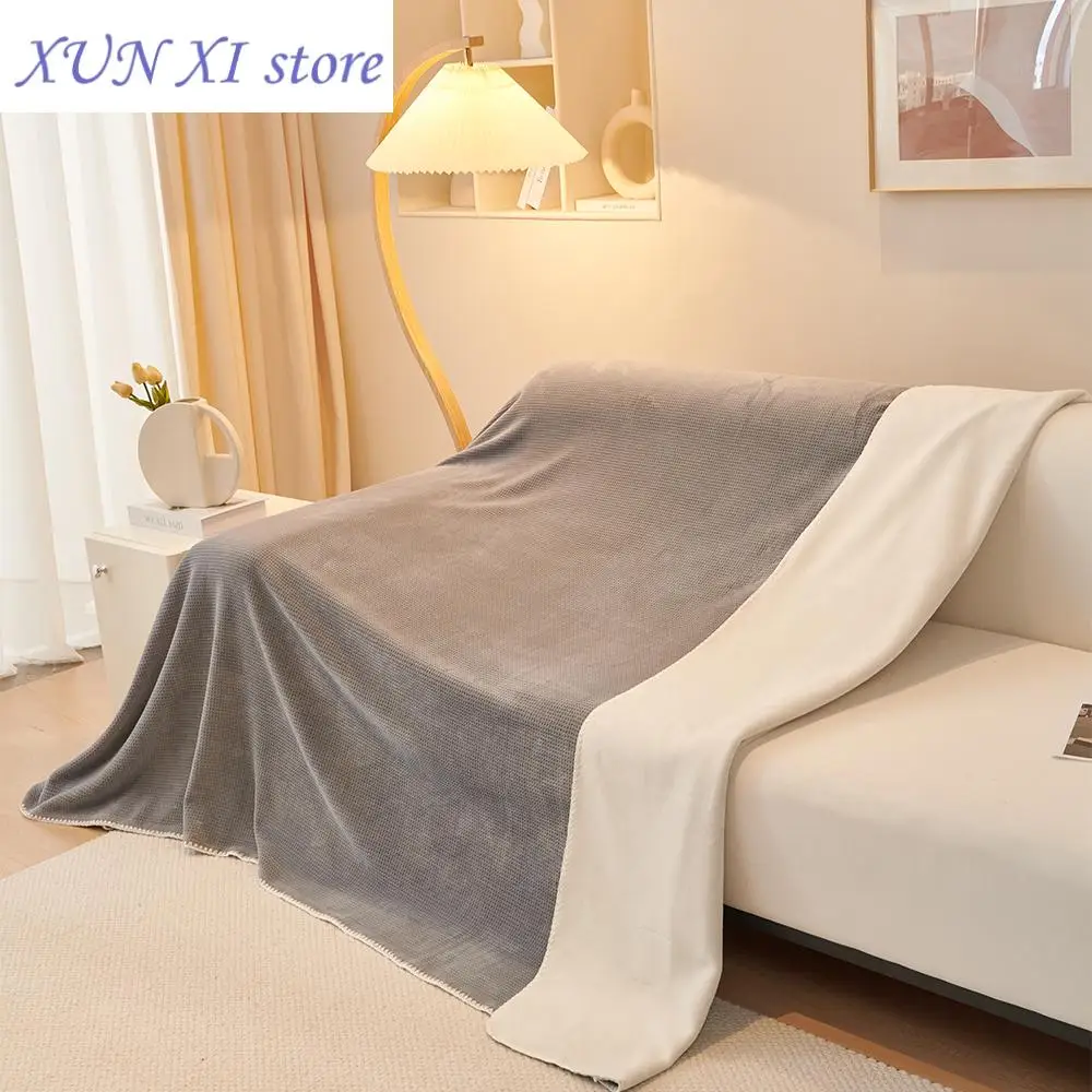 

New Waffle Sofa Cover for Living Room Blanket Cover Folding Multifunctional Small Sofa Covers for Girls Bed Sheet