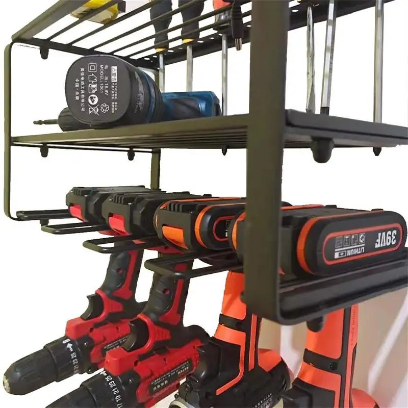 Hand Power Tool Organizer Rack 3 Layers Wall Mount Workshop Garage Mobile Tool Shelf Heavy Duty Electric Drill Holder tool organizer power tool holder