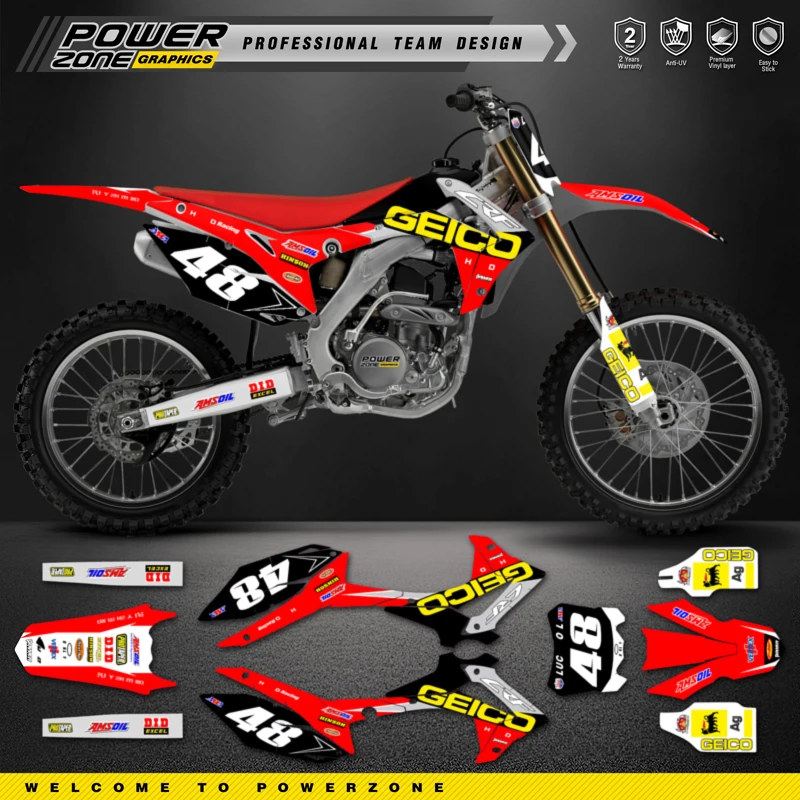 

PowerZone Custom Team Motorcycle Graphics Background Decals For 3M Stickers Kit For HONDA 2014-2017 CRF250R 2013-2016 CRF450R 97