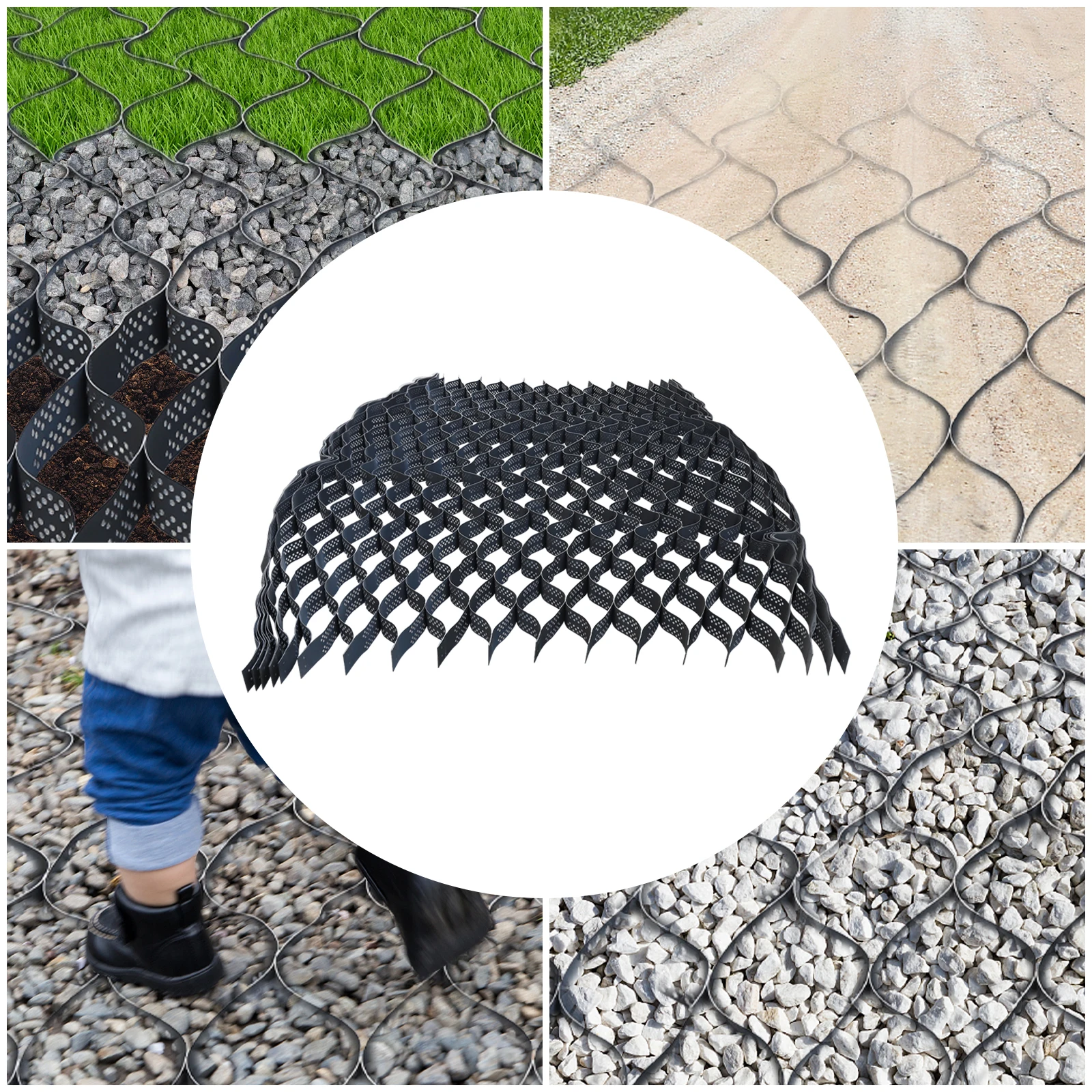 Geo Grid Gravel Grid 4" Thick, Ground for Gravel 9ft x 17ft High-Density HDPE Geo Cell, 1885 lbs per sq ft Load