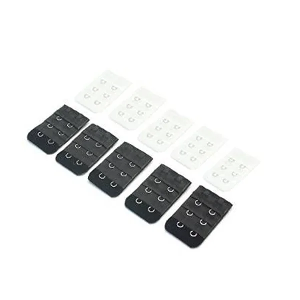 

10pcs Ladies Women Elastic Lingerie Extenders 2-Hooks 3 Rows Extension Straps (Black+White)