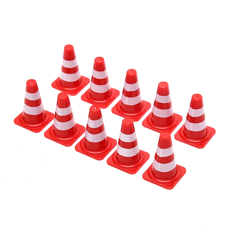10pcs For Kids Construction Car Theme Party Mini PlasticTraffic Cones Sport Training Roadblock Mini Traffic Signs Roadblock Toy