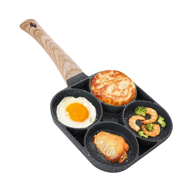 Bobikuke Fried Egg Pan, Egg Frying Pan with Lid Nonstick 4 Cups Pancake Pan  Aluminium Alloy Cooker for Breakfast, Induction Compatible