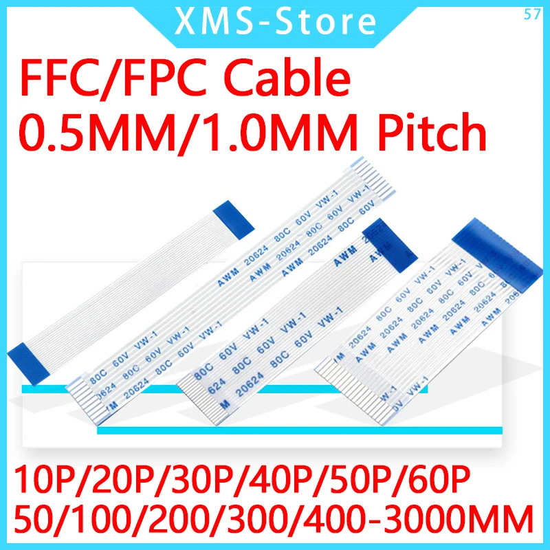 5PCS Flexible Flat Cable Ribbon Set - Multiple Pin and Pitch Options, Various Lengths